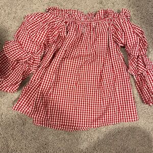 Entro Red and White Gingham Top